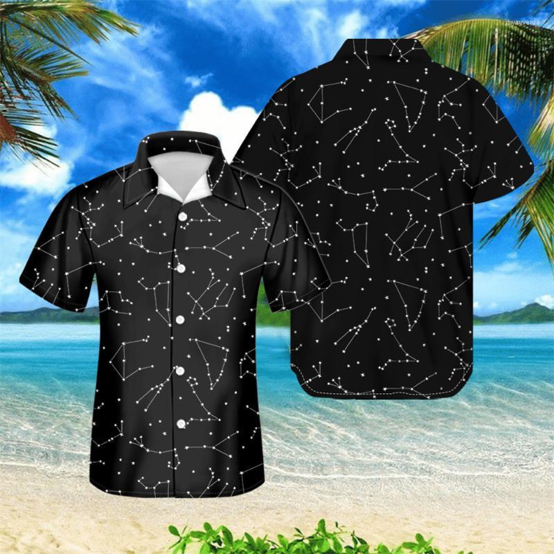 

Men's Casual Shirts Mens Short Sleeve Black Galaxy 3D Printed Cuban Guayabera Button Shirt Loose Male Clothes Summer HolidayMen's Dway22