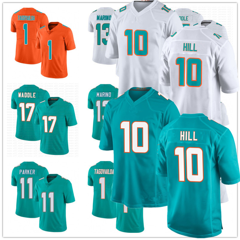 

10 Tyreek Hill Jersey custom men women youth 13 Dan Marino 1 Tua Tagovailoa 72 Terron Armstead 17 Jaylen Waddle Football Jerseys stitching, Color