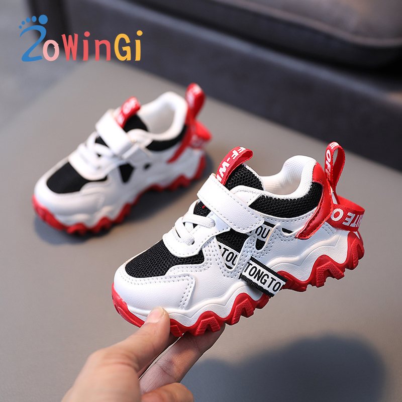 

Size 21-30 Children Casual Sports Shoes Fashion Mesh Breathable Sneakers Teens Kids Running Sneakers Boys Girls Red White Shoes 220401