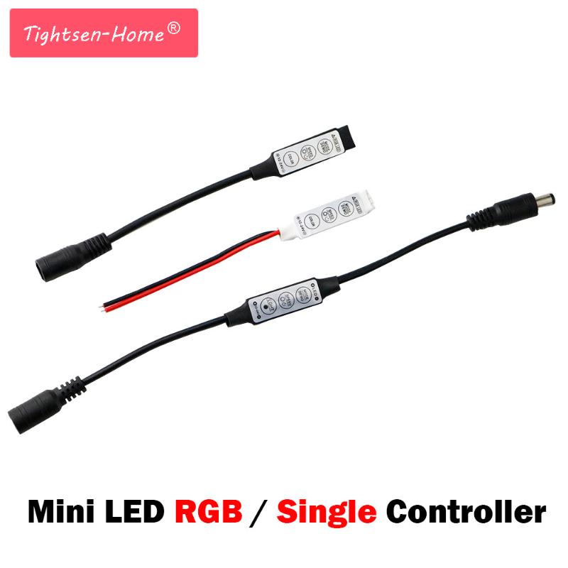 

Controllers 12V 24V LED RGB Controler Single Color Mini 3Key DC Plug Wire Black White Dimmer Connector For 3528 5630 Strip