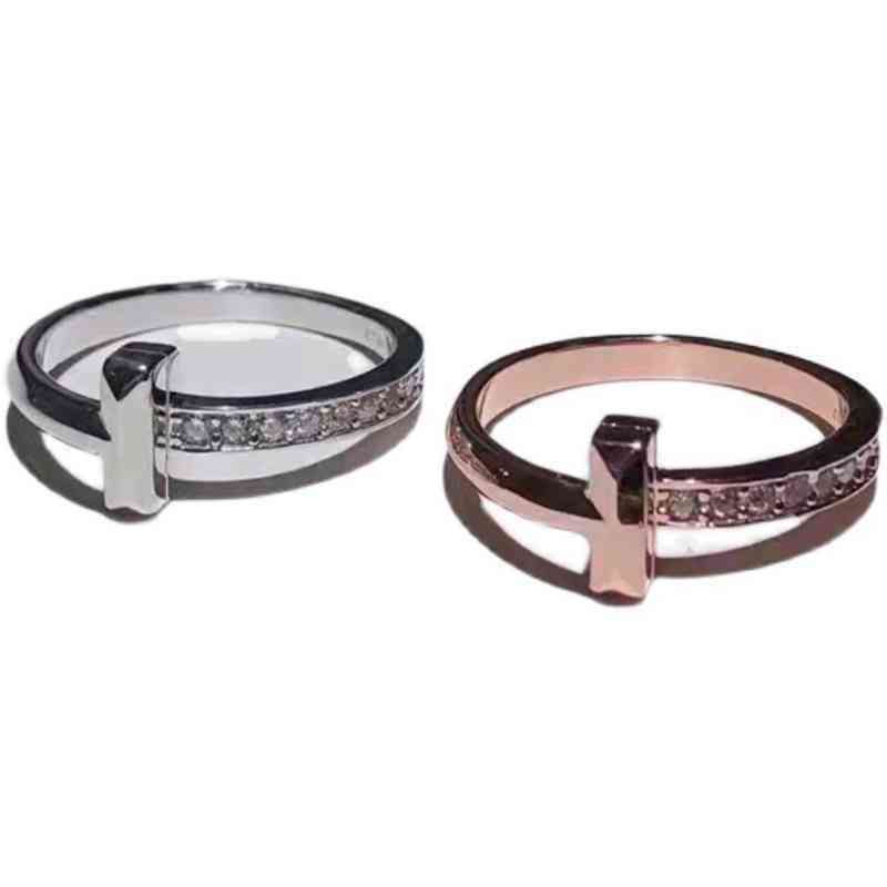 

RGBM Sterling Silver T home 1 double ringand women's easy to seal the same 18K ring rose gold font male and female couple category