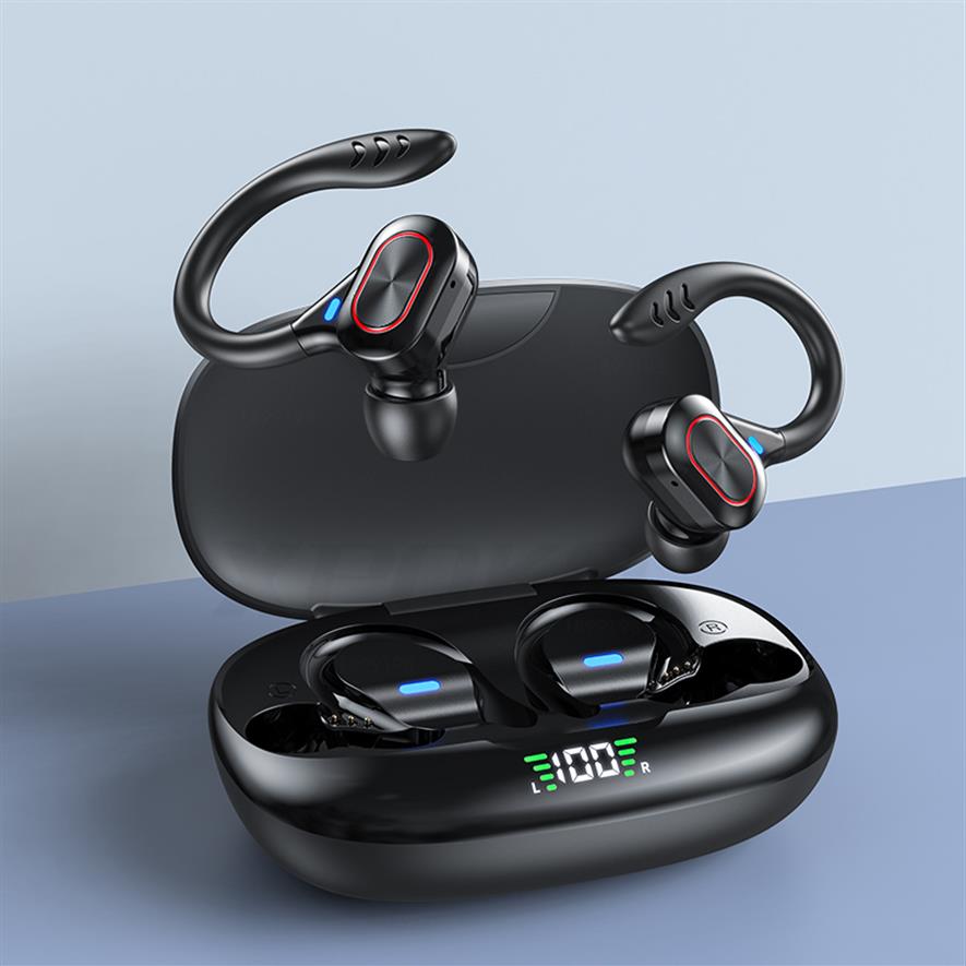 

TWS wireless earbuds TWS Earphones Bluetooth-compatible With Microphones Sport Ear Hook LED Display Wireless Headphones Earbuds Wa2140, Black