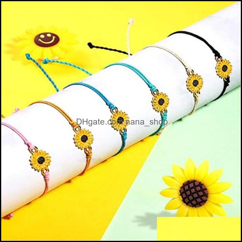 

Charm Bracelets Jewelry Daisy Woven Rope Bracelet Adjustable Black Flower Handmade Best Friendship For Men And Women Drop Delivery 2021 Icex