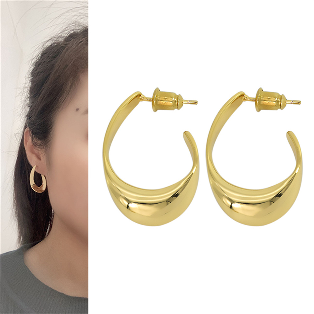 Earrings For Women C Shape Geometric Charms Stud Gold Color Girl Party Gift Indian Hot Exaggerate Christmas Female Lover Earring Heart Luxury Hig