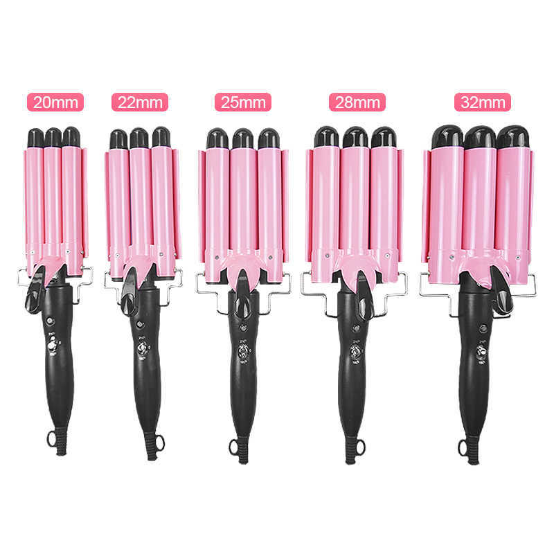

20/22/25/28mm Curlers Professional Ceramic Hair Curling Triple Barrel Crimper Wave Water Ripple Rolls Electric Hair Curler Styling tool