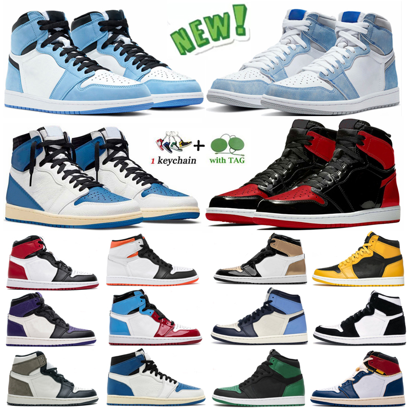 

2022 University Blue Jumpman 1s OG Basketball Shoes Patent Bred 1s High Dark Mocha Smoke Grey Hyper Royal Toe Chicago Men Women Trainers Sneakers Size 5.5-13, Shoes box