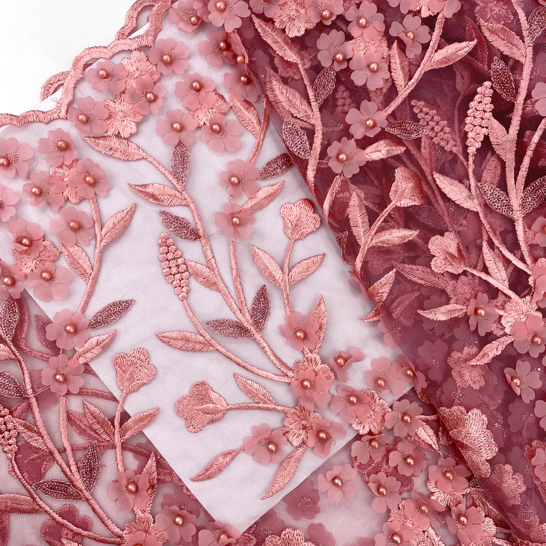 

High Quality luxury lace fabric 3d 092 5yard/lot latest RED with flower