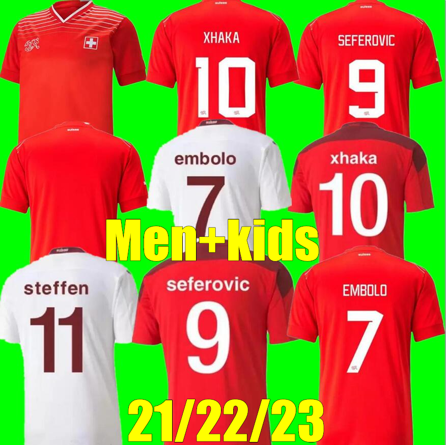 

2021 2022 2023 Switzerland Soccer jerseys home red 21 22 23 suisse SHAQIRI Akanji Freuler SEFEROVIC INLER EMBOLO Away camisetas de futbol Men Kids KIT Football Shirts, 22/23 adult home