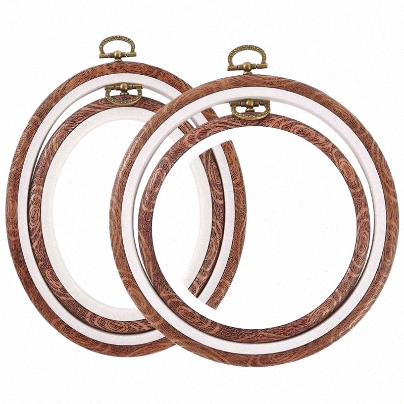 

sewing Notions & Tools 4 Pieces Embroidery Hoops Cross Stitch Hoop Imitate Wood Circle And Oval Set For Art Craft Hanging 12XC#
