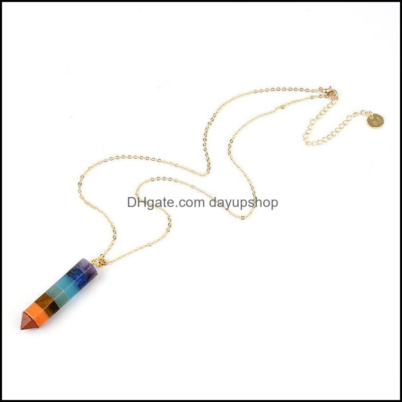 

Pendant Necklaces Pendants Jewelry Rainbow Chakra Stone Natural Quartz Reiki Healing Crystal Gif Dhcrk