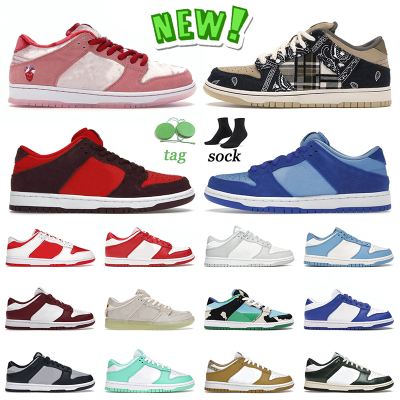 2022 High Quality Valentine Day Running Shoes Low Skate TS Cherry Blue Raspberry University Red Grey Fog Coast Mummy Chunky Kentucky Mens Women S