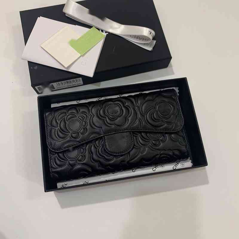 

Luxury Brand design 31506 Letter plaid CC camellia chain Clutch lambskin diamond pattern pouch women's le boy Long wallet Real Leather Purse Zipper Pouches handbag, Picture show