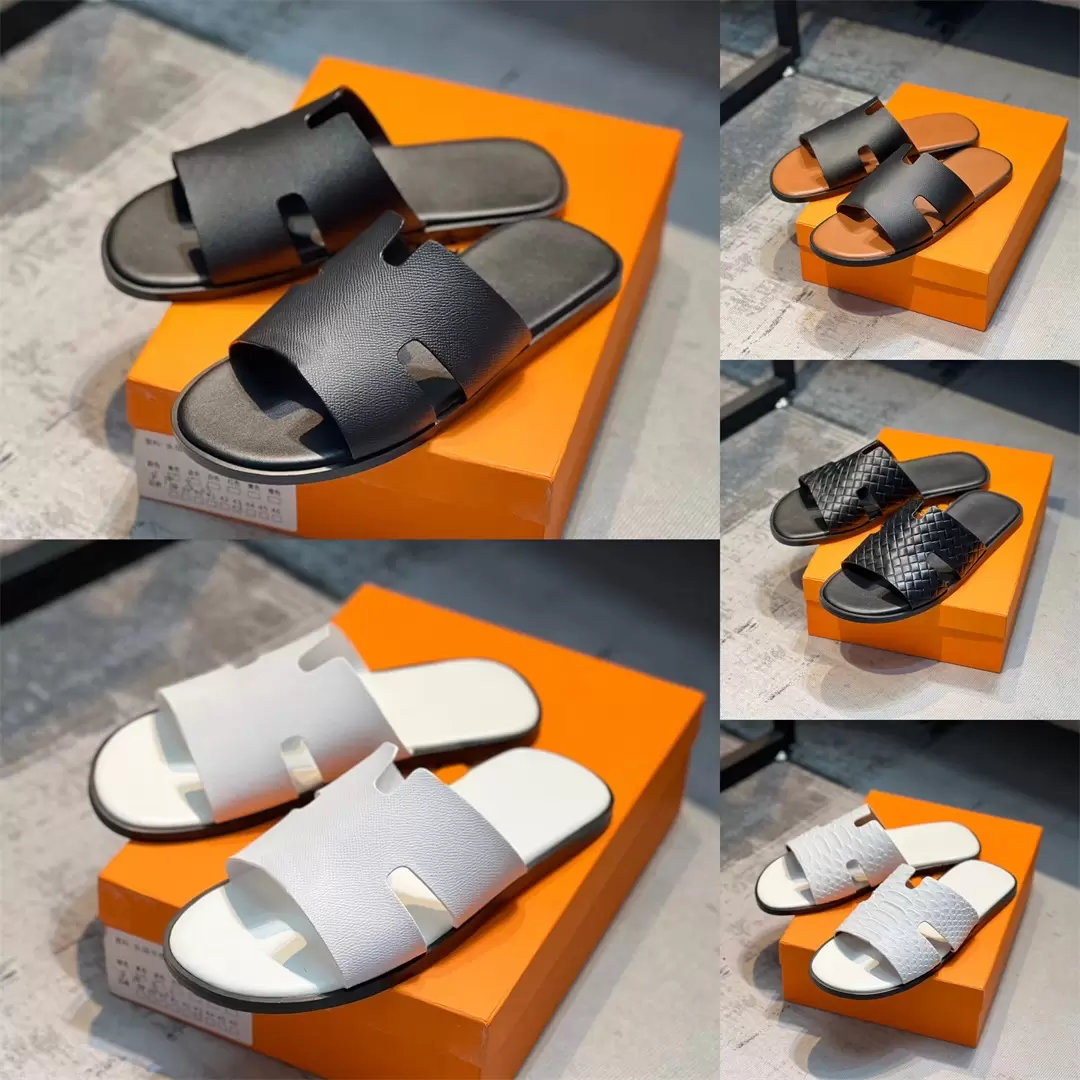 

Designer Slippers Mens Slippers Oran Sandals H Slides Classic Heritage Calfskin SandalFlat Flip Flop Summer Beach Shoes With Box, 13
