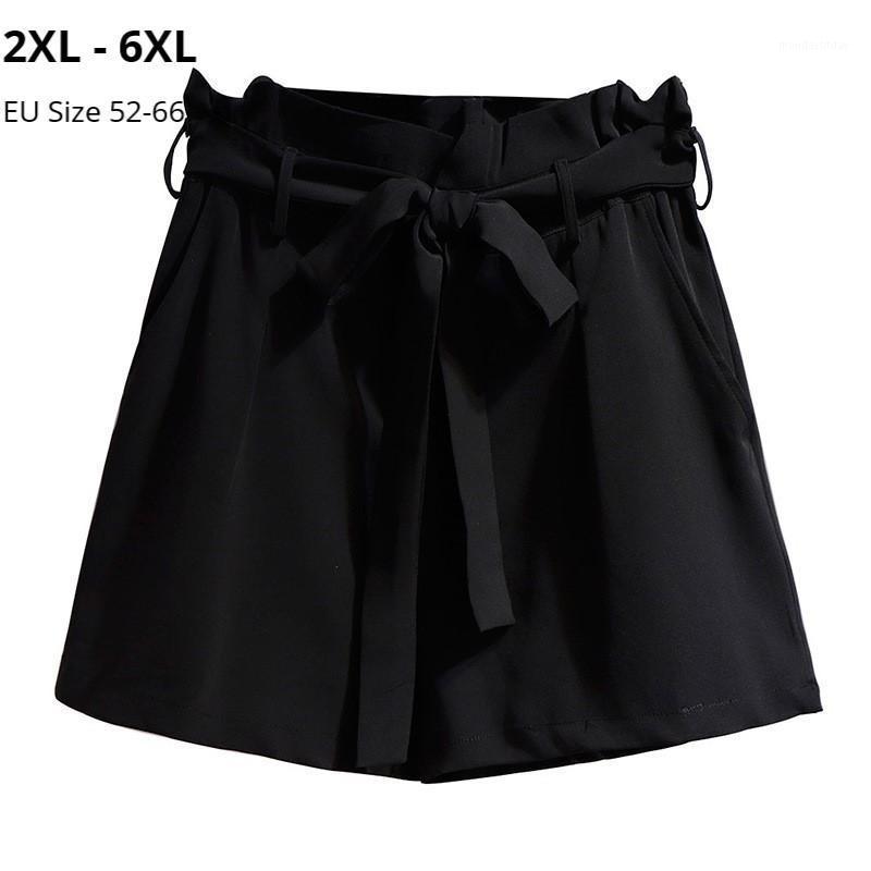 

Plus Size 6XL 5XL 4XL 3XL 2XL Women Short Pants For Summer Femme Elastic High Waist Wide Leg Shorts Ladies Casual Women's, Black