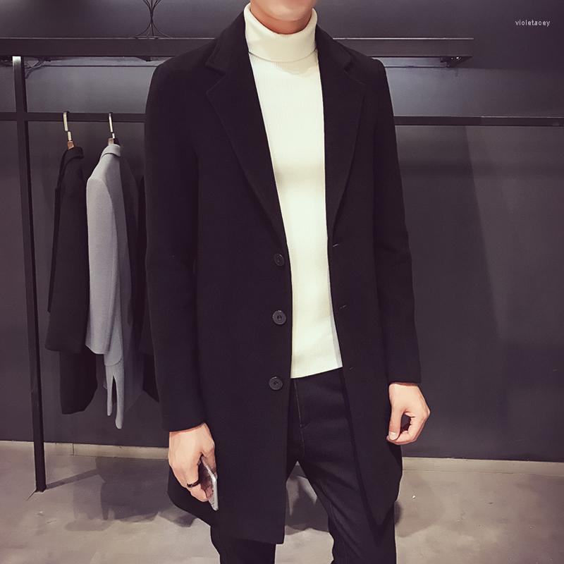 

Men's Trench Coats Fashion Men Wool & Blends Mens Casual Business Coat Leisure Overcoat Male Punk Style Dust Jackets 65 Viol22, Khaki