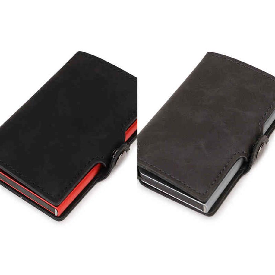 

Wallets Dienqi Thin Leather Security Men Women Card Holder Ridge Mini Purse Red Magic Walet 11223134