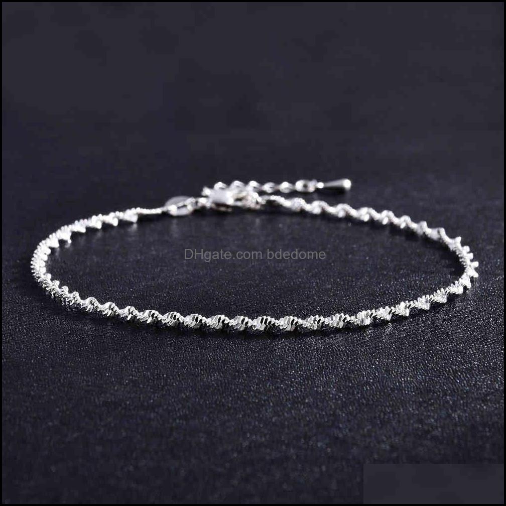

Anklets Fashion Ankle Bracelet Women Sier Color Anklet Foot Jewelry Chain Beach Gifts Drop Delivery 2021 Bdedome Dhzx5