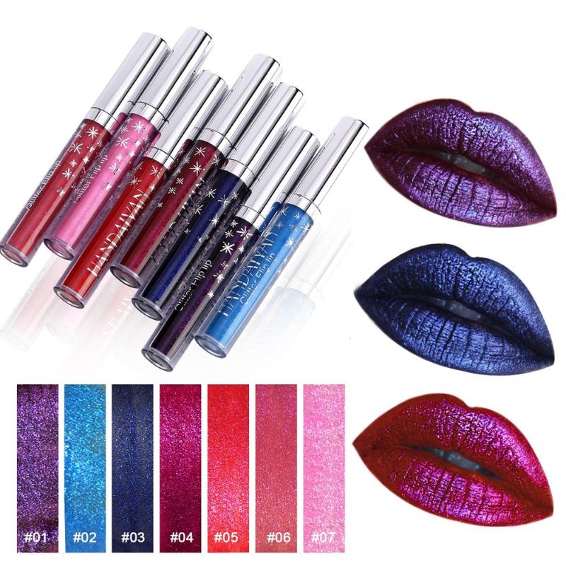 

Lip Gloss Sip Glitter Flip Matte Pearlescent Non-stick Cup Diamond GlossLip, 03sapphire blue