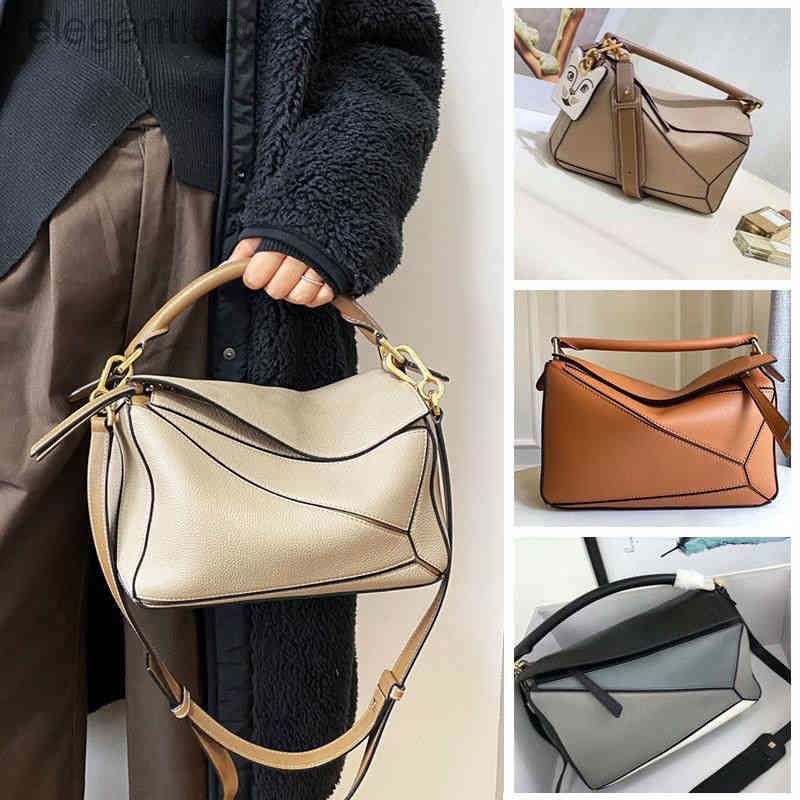 

Bags Handbags fashion brand loews saddle designer Women bag High quality Luo Yiwei Geometric Puzzle Handbag Stitching Ling Lattice Unisex Single Shoul FGHC, Sand color (litchi pattern)