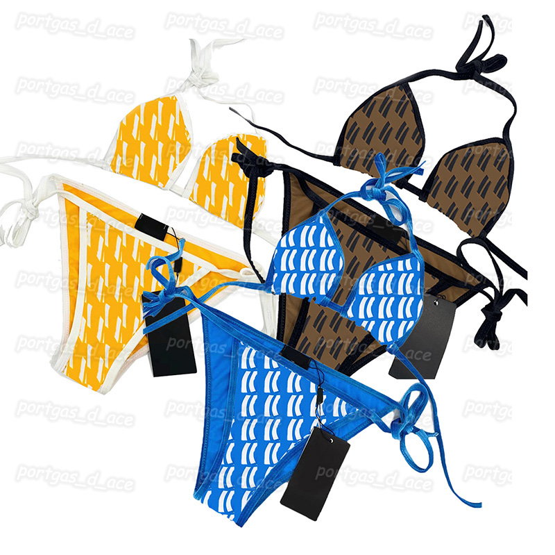 

Twisted printed Womens Bikinis INS Velour Sash Swimwear Beach Bra Briefs with Tie Sexy Split Summer Holiday Swimsuits, Blue with label#37