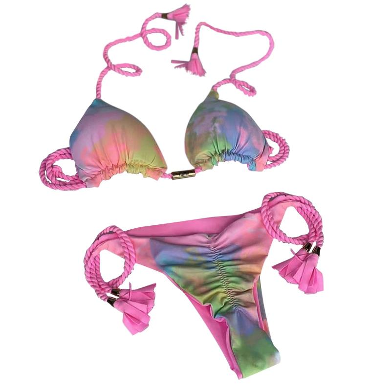 

Women' Swimwear Sexy Women Summer Bikini Set Bra Tie Side G-String Thong Beach Triangle Suits Swimsuit Bathing Swimming Suit 2022