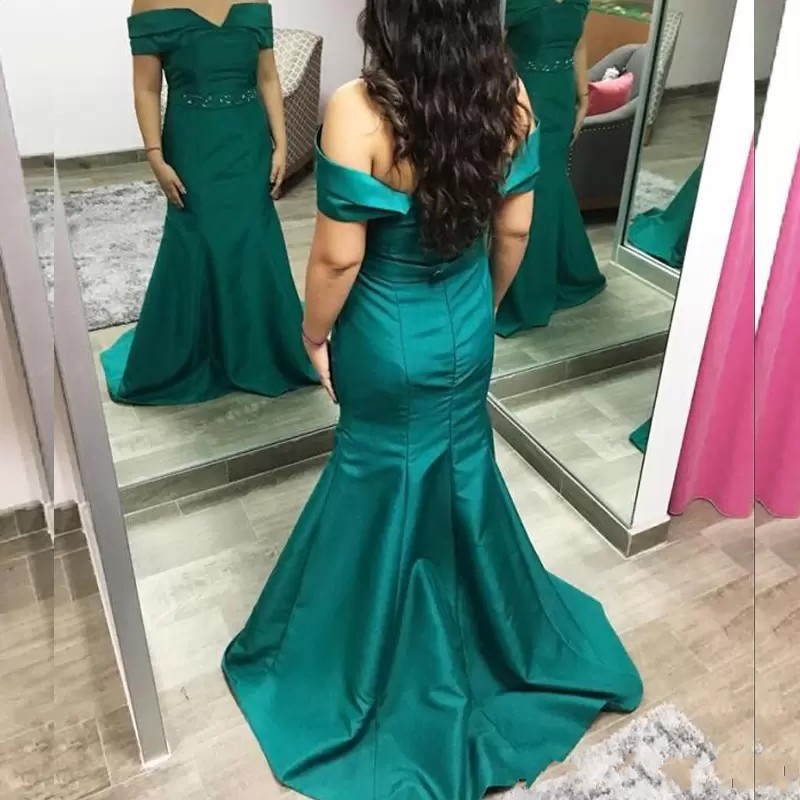 Robes de demoiselle d'honneur turquoise 2022 sirène hors de la ceinture perlée à l'épaule longue robes de demoiselles d'honneur formelles pour la