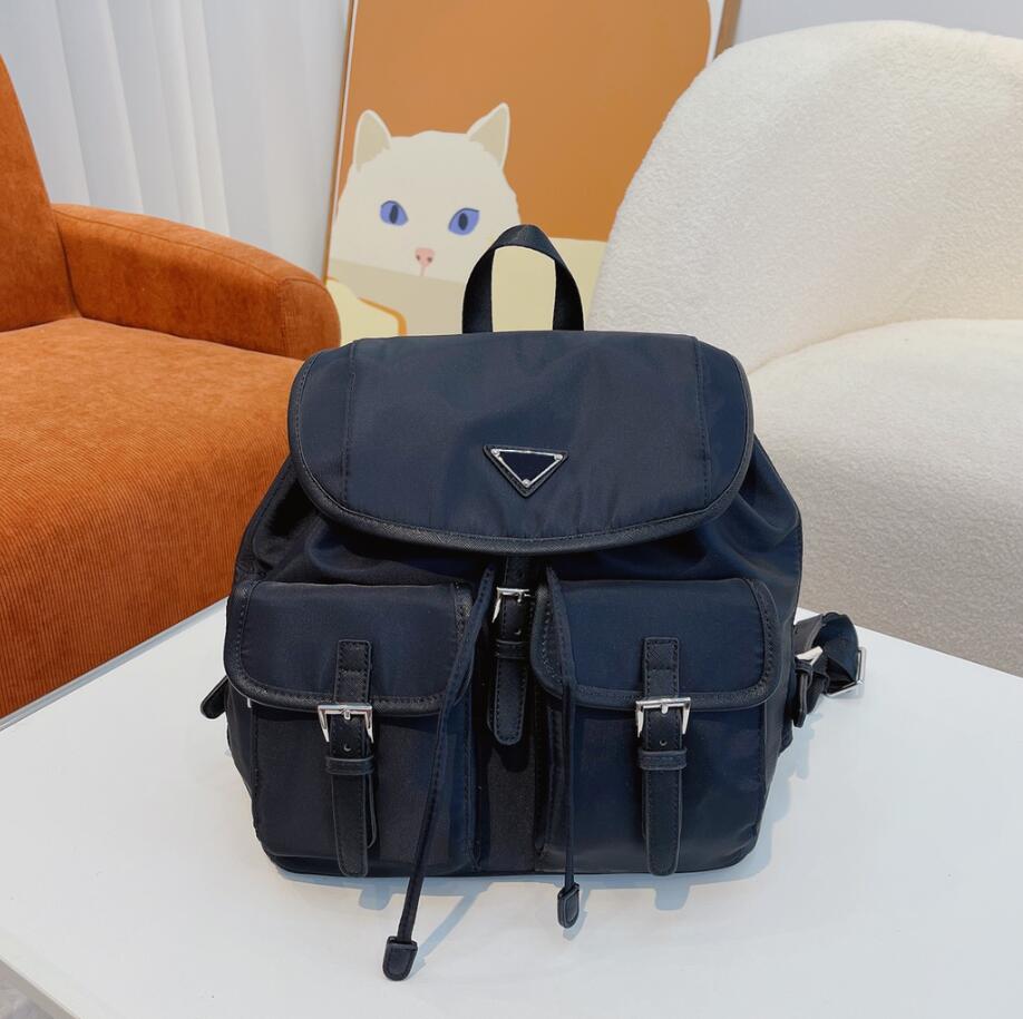 

Wholesale classic canvas backpack parachute fabric waterproof nylon rucksack schoolbag travel new wome bag fashion Designer bag, Black/glod