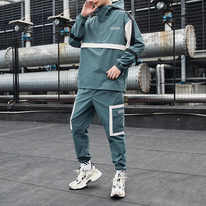 

Men's Tracksuits 2022 2 Pieces Packed Men Jacket With Pants Sets Baseball Loose Pullover Coat & Long Mens Outdoor Fashion Clothing, Grass green