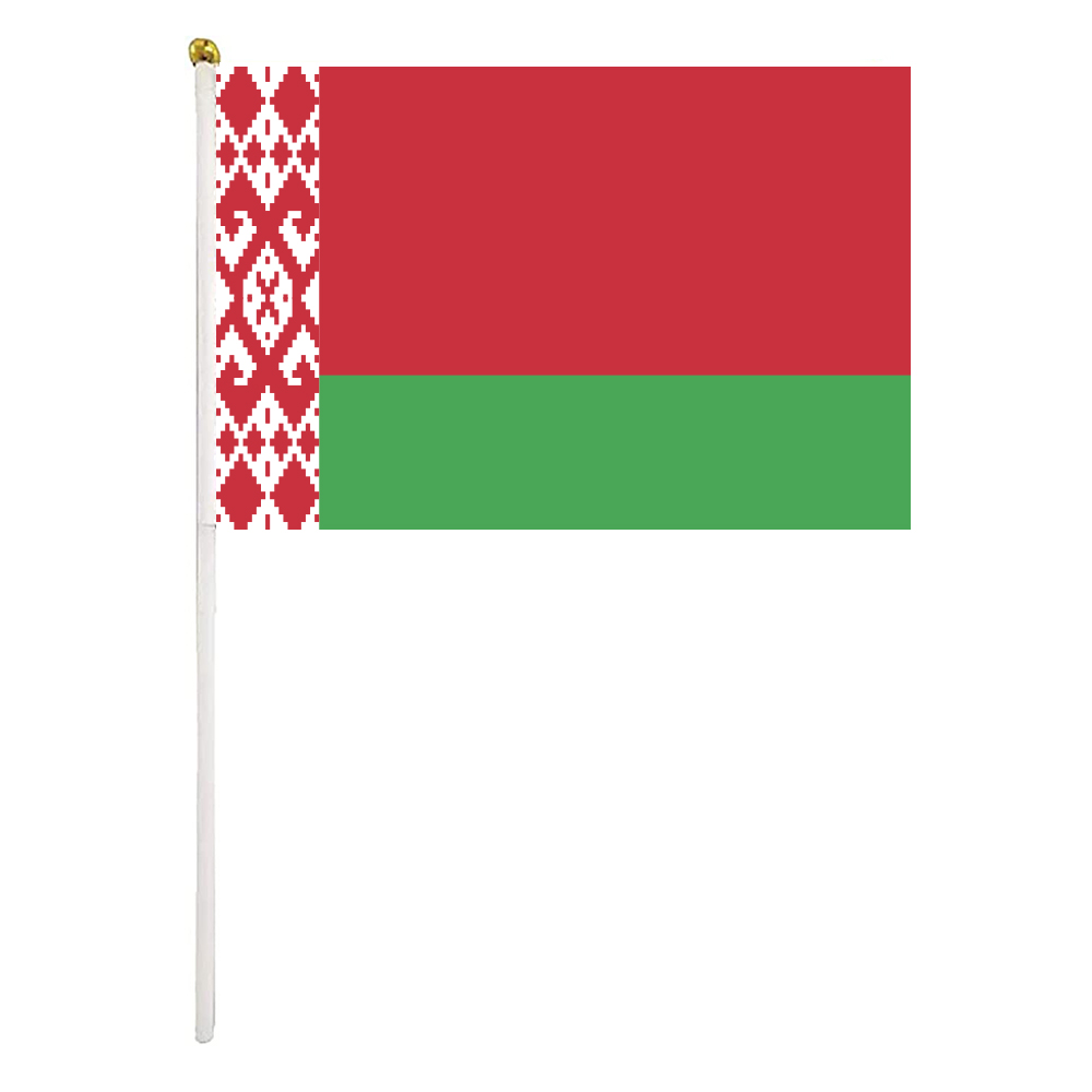 

Belarus Hand Waving Flag 14X21CM Premium Polyester Mini World Country Flag Banner With Plastic Flagpole