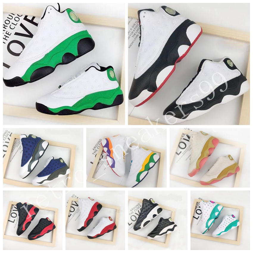 

designer kids shoes 13s Little Chilredn Baby Playground True Red Toddlers bred Flint Small Kid Newborn Basketball Shoe Infant big boys girls Aurora Green Sneaker, Black