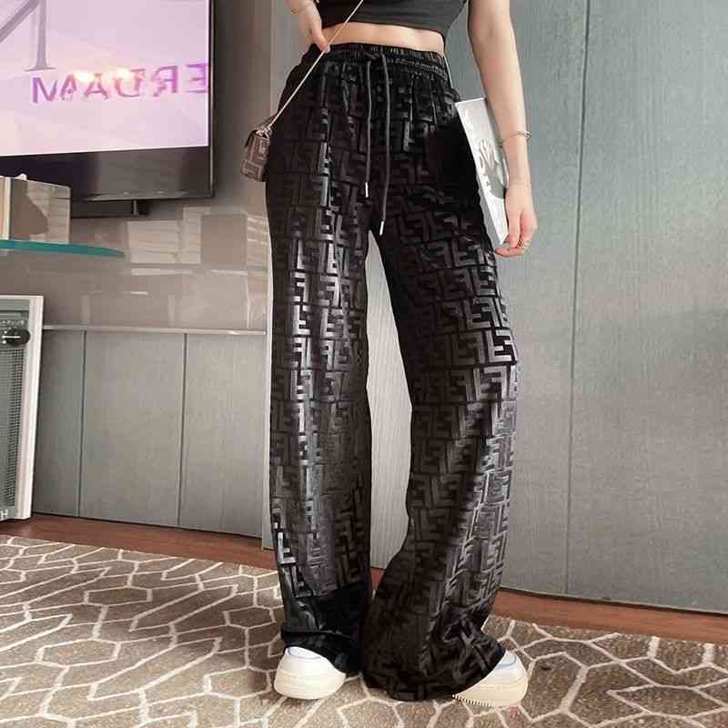 2022 Nouvelle lettre d'été Station de produits européens pantalon à jambe large noir