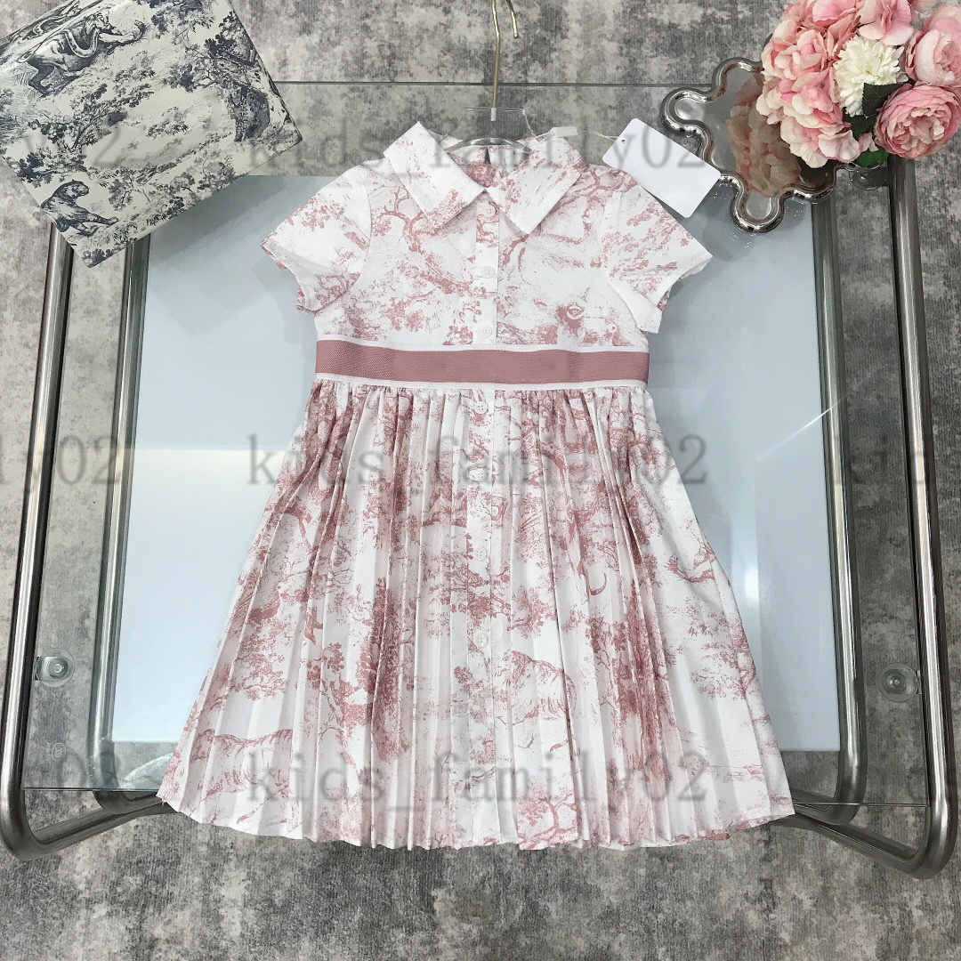 

cd-dresses 2022 princess dress ink painting girls Doll collar designers kids silk short sleeve dress belts high-ends lovely-dresses temperament cotton sports skirt, 02