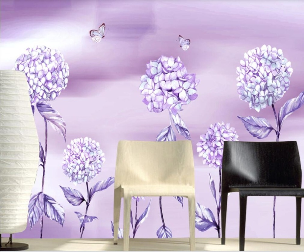 

Large custom home decoration wallpaper mural beautiful purple flower fashion background wall wall covering