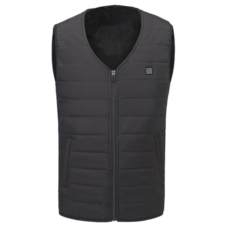 

Women' Jackets Nine Heated Velvet Infrared Districts Women Outdoor Vest Heating Charging Flexible And V-neck Jacket Men USB ElectricWomen, Black