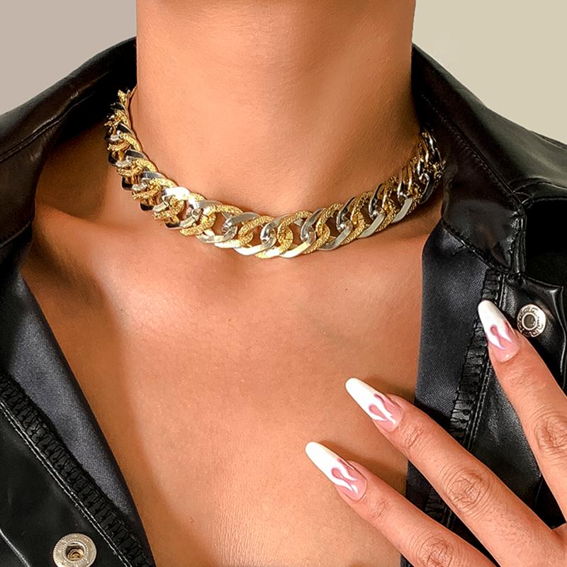

Chains IngeSight.Z Mix Color Twisted Metal Chain Chunky Choker Necklaces Thick Miami Curb Cuban Necklace Collier Women Men Neck JewelryChain