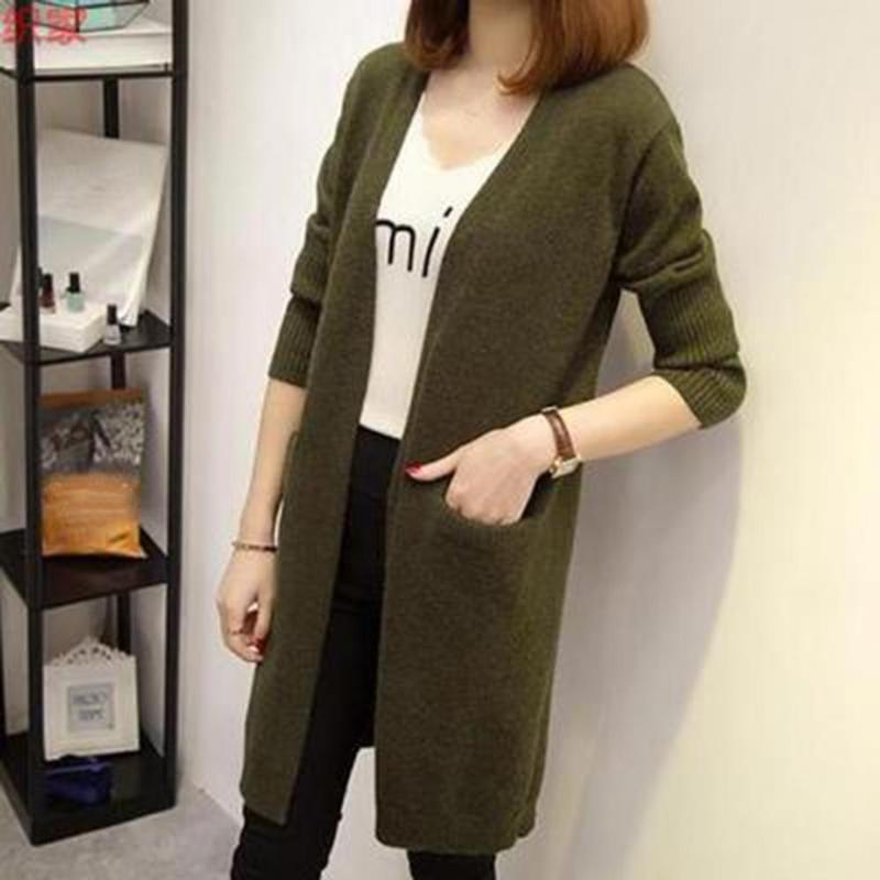 

Women's Knits & Tees 2022 Women Long Sleeve Pockets Open Front Cardigan Autumn Winter Thick Knitwear Coat Fashion Casaul Solid Color Outwear, White