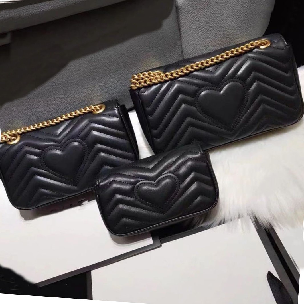 Dicky0750 Handbags genuine leather shoulder bag fashion heart chain purse cowhide corssbody presbyopic card holder evening messenger bags