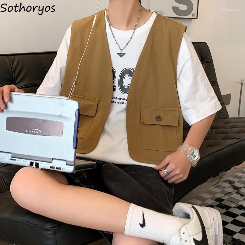 

Women's Vests Crop Women 3 Colors Pure Simple All-match Design Unisex Safari Style Retro Classic Ulzzang Trendy Summer Pocket StreetwearWome, M10 beige vest