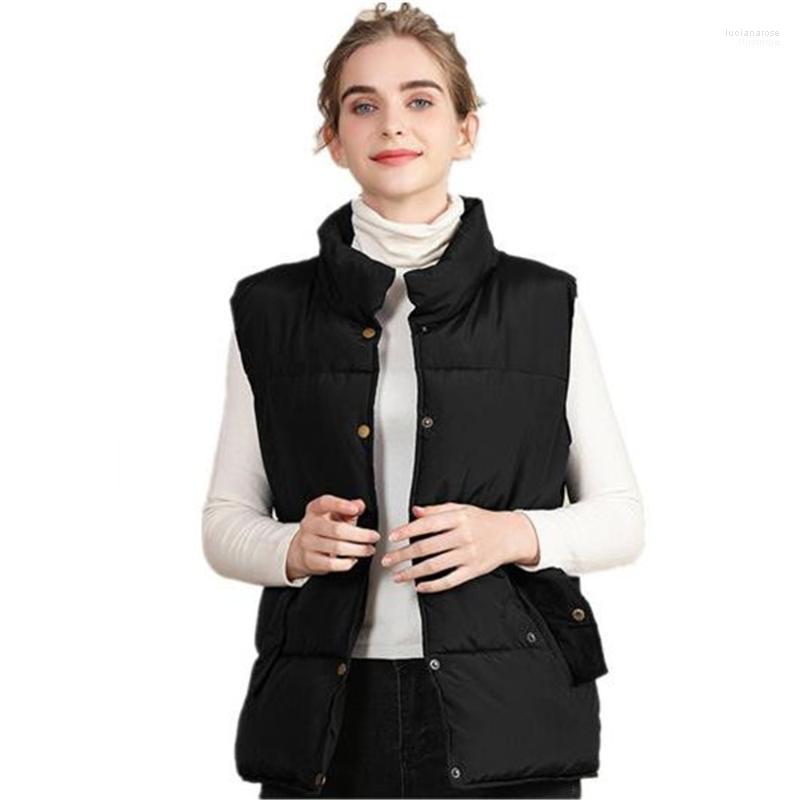 

Women' Vests Winter For Women Slim Solid Color Sleeveless Jacket Turn Down Collar Single Breasted Pockets Femme Vests1 Luci22, Black