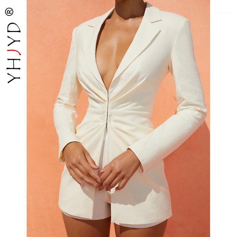 

Women' Suits & Blazers YHJYD White Suit Ruched Blazer Fall 2022 Womens Fashion Jacket Coats Elegant Business Casual Ladies Office Clothes