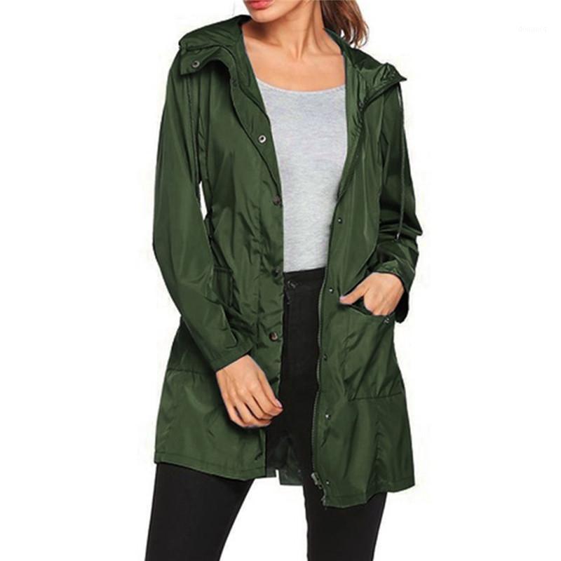 Women's Jackets Lace-up Jacket Hooded Raincoat Women Coat Plus Size Bomber Outdoor Waterproof Sunscreen Lightweight Rain Dropship N10