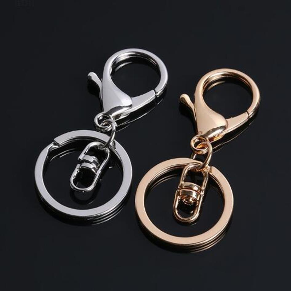 

50pcs 30mm Key Chains Key Rings Round Gold Silver Color Lobster Clasp Keychain Charm Pendant Keyring Holder202t