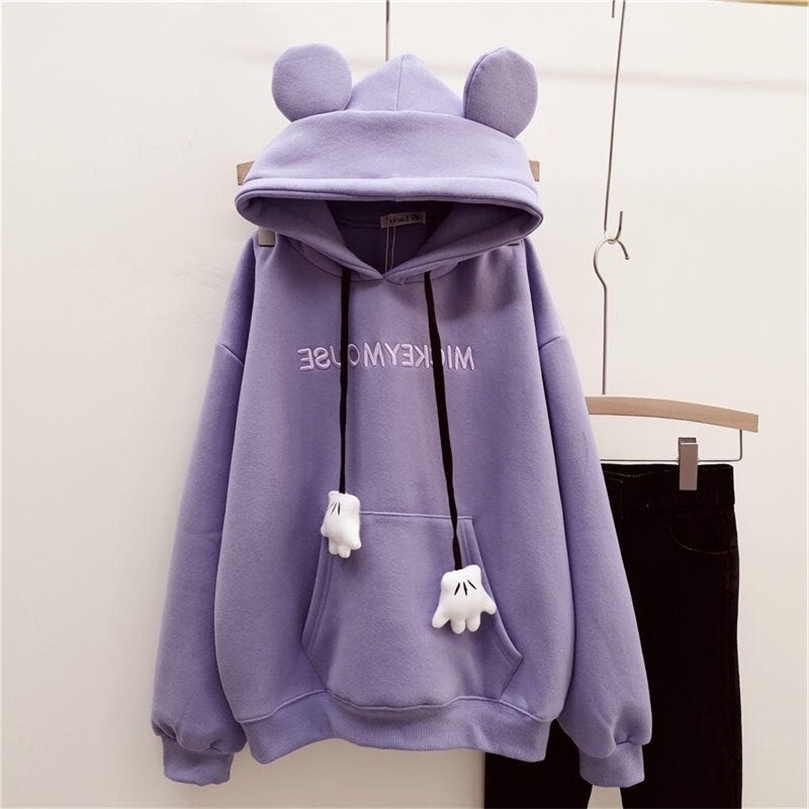 

Casual loose female Hoodie cartoon clothes bear ear hoodie winter top 220816, Bu
