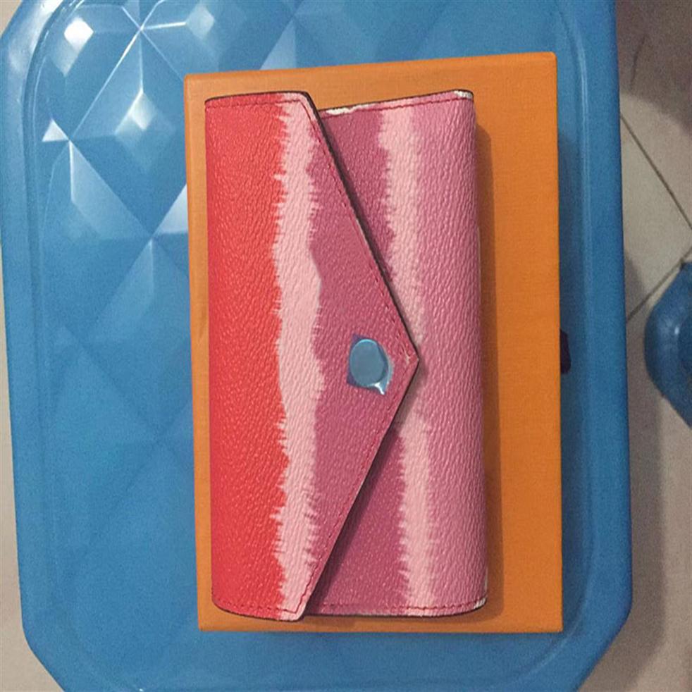 

European style rainbow wallet high quality PU colorful leather ladies folding wallets buckle short purse245d, Long-blue