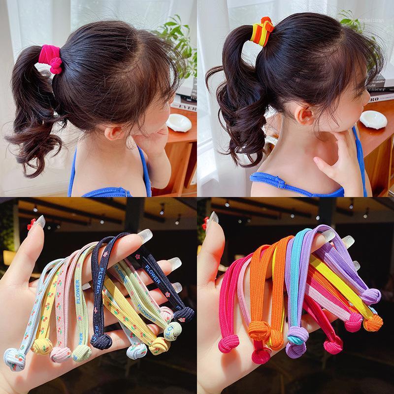 

Hair Accessories Little Girl Beautiful Baby Knotted High Elastic Bands Women Simple Colorful Headdress Ponytail Head Ropes, Black red 2