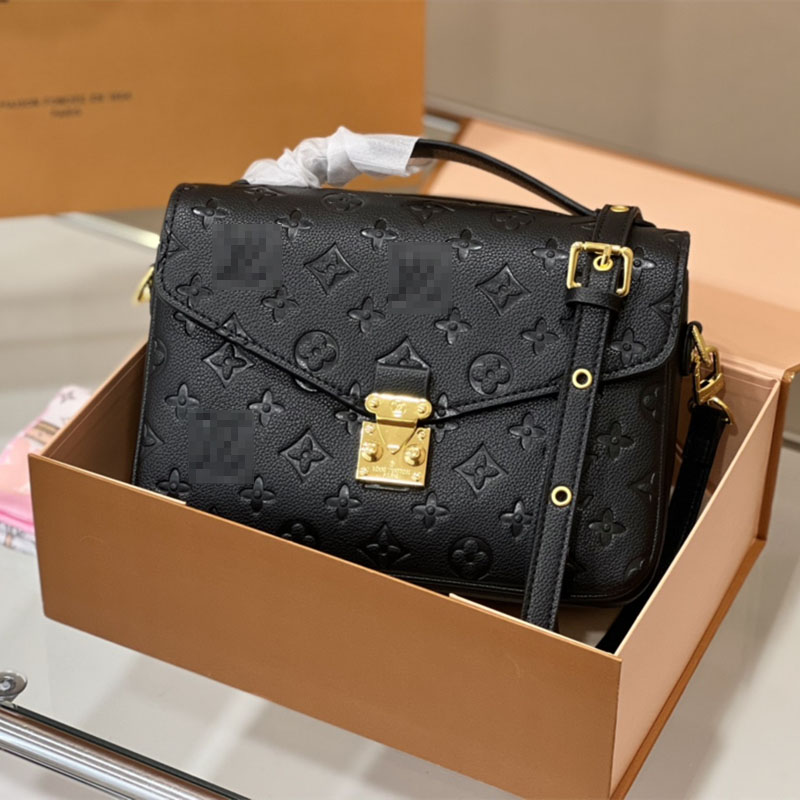 Black Emboss Classic Messenger Bag Real Cowhide Women Shoulder Crossbody Bags Top Quality Designer Luxury Handbags Lady Purse