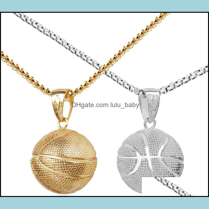

Pendant Necklaces Pendants Jewelry New Basketball Necklace Gold Stainless Steel Chain Women Men Sport Hip Hop Football Lovers Gift Drop De
