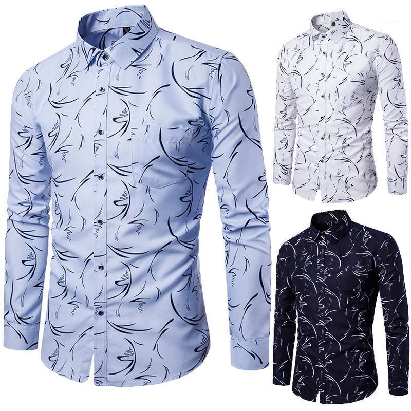 

Men's Casual Shirts 2022 C16 Spring Korean Slim Printed Shirt Fashion Trend Jacket Youth Handsome Mens, White