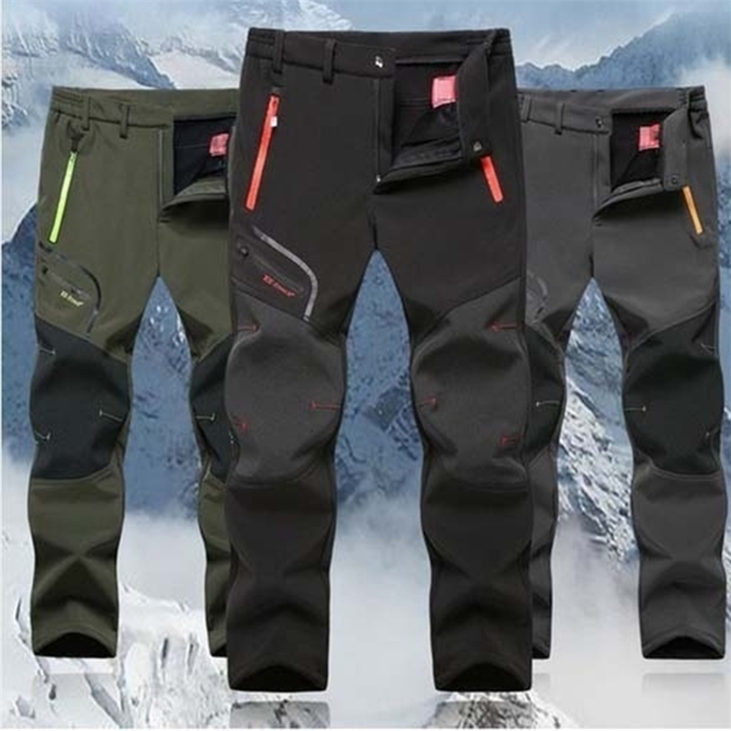 

Winter Men Cargo Pants Elastic Waist Travel Softshell Trousers Waterproof Windproof Thermal Men's Female Warm Outdoor Trousers CJ191212, Wheremen black