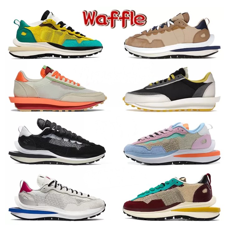 

Waffle xSacai Mens Running Shoes Chaussures Sesame Royal Fuchsia White LDV Tour Yellow Villain Red Women men Sports Trainers Sneakers Size 36-45, Black